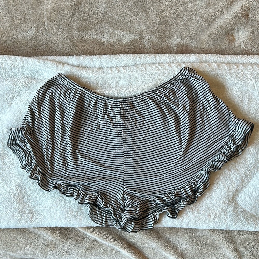 Brandy Melville Striped Ruffle Sleep Shorts